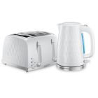 Honeycomb White Kettle and 4 Slice Toaster Set