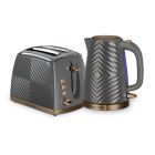 Groove Grey Kettle and Toaster Set 2 Slice