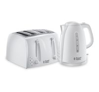 Textures White Kettle and 4 Slice Toaster Set