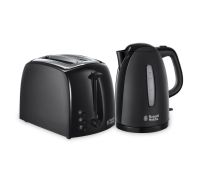 Textures Black Kettle and 2 Slice Toaster Set