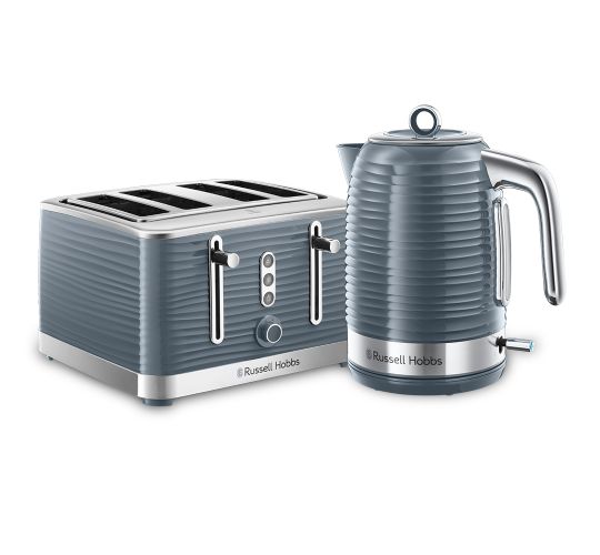Inspire Kettle and Toaster Set Grey 4 Slice