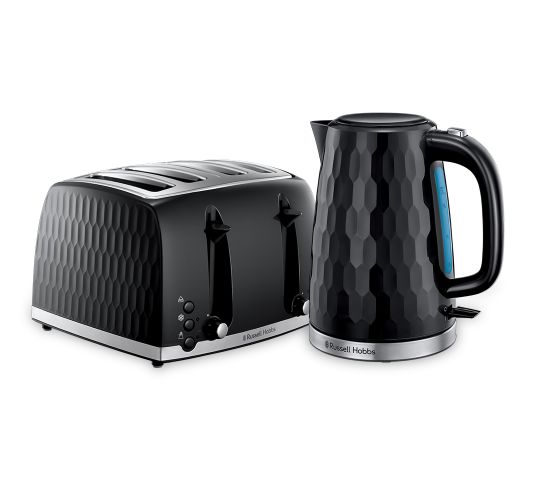 Honeycomb Black Kettle and 4 Slice Toaster Set